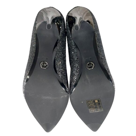 NWOT-1 SHOW! MICHAEL KORS! MOONLIGHT SILVER GLITTER CLASSIC HEELS/PUMPS! SZ 7.5M - Picture 9 of 10